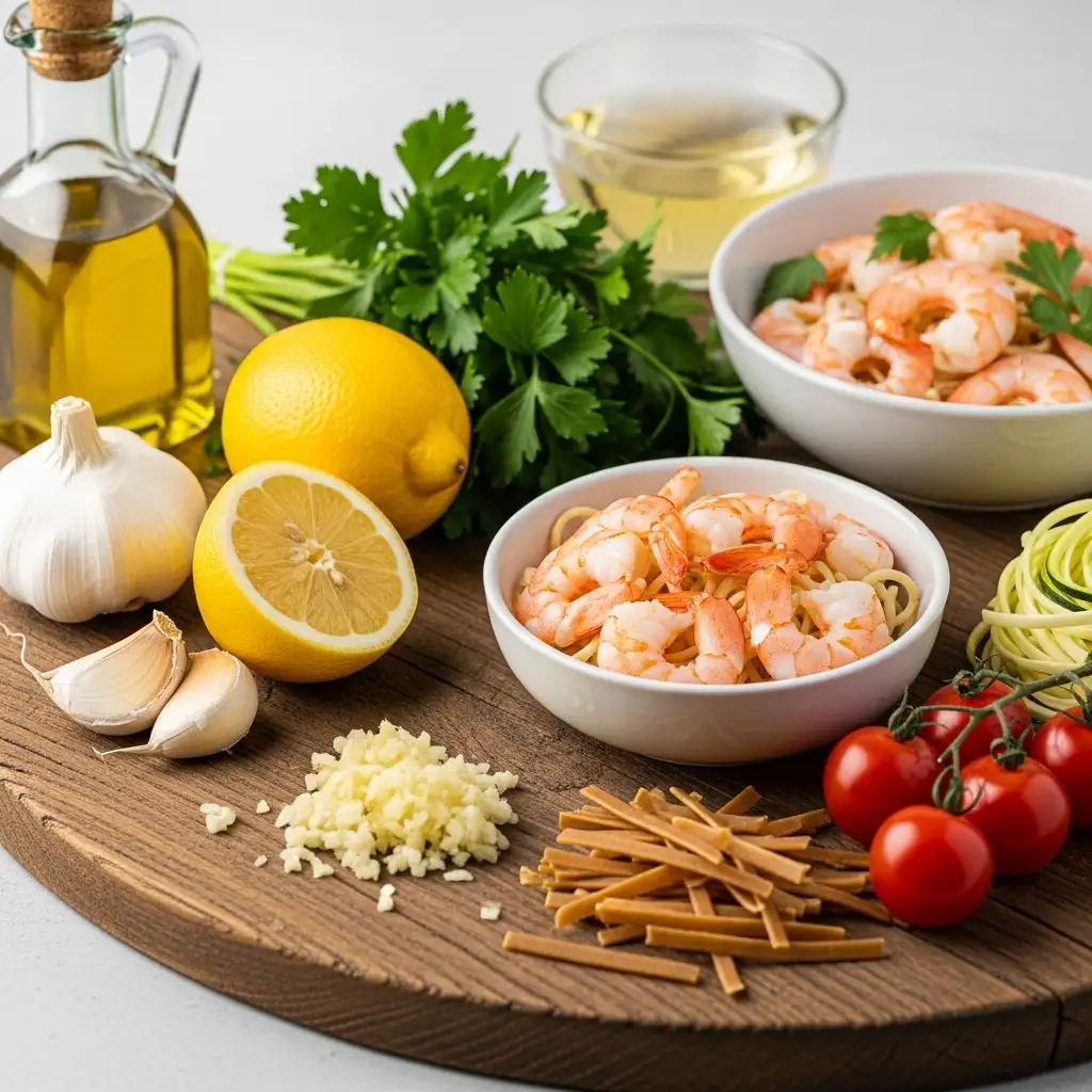 Ingredients of Low-Calorie Shrimp Scampi