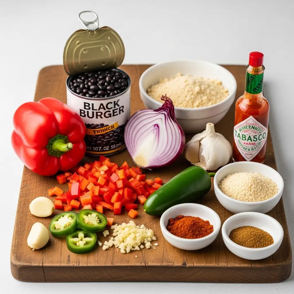 Ingredients of Spicy Black Bean Burger