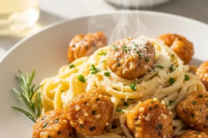 Irresistible Garlic Butter Chicken Bites with Creamy Parmesan Pasta